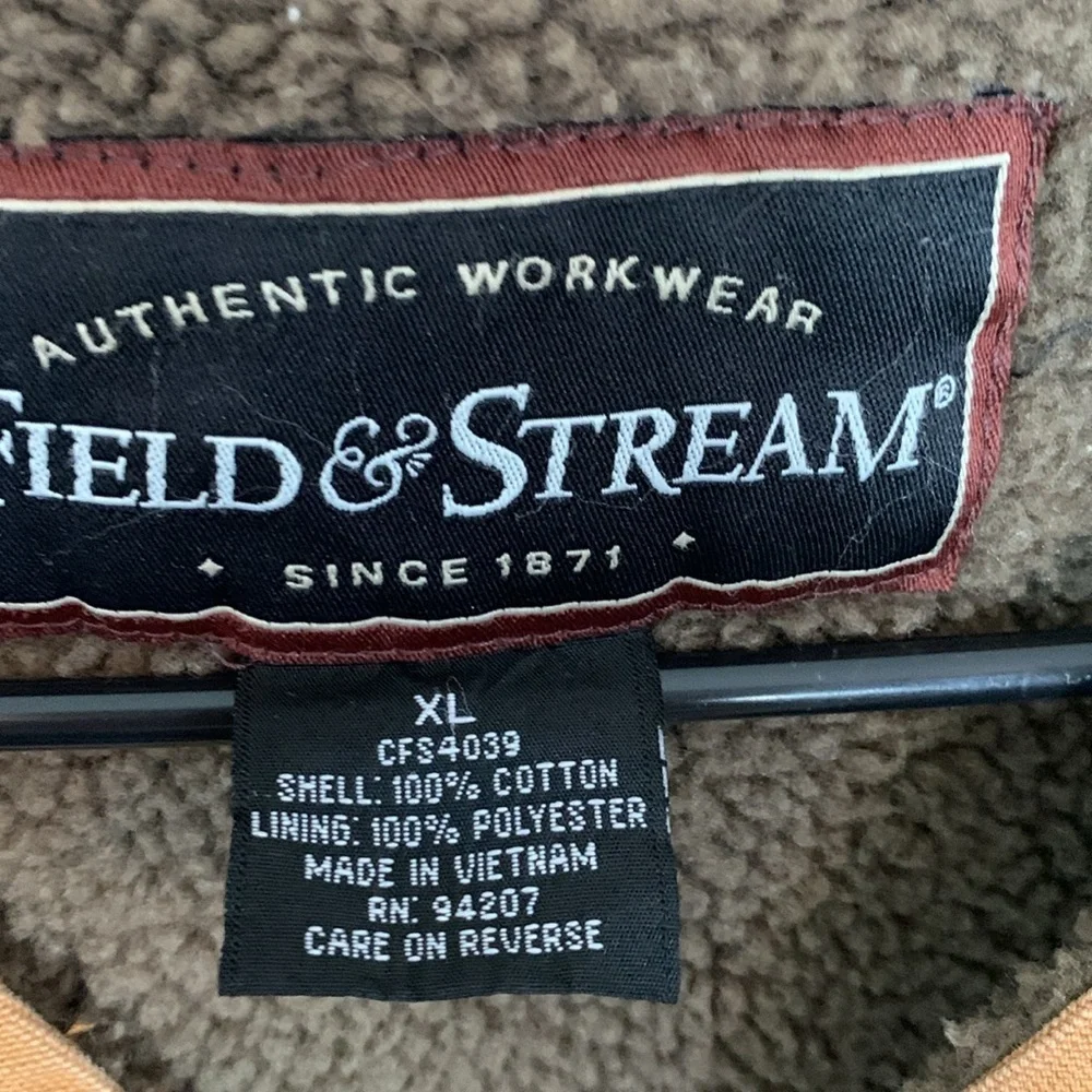 Field & Stream Workwear Cotton Canvas Faux Sherpa Lined Zip Vest Size XL